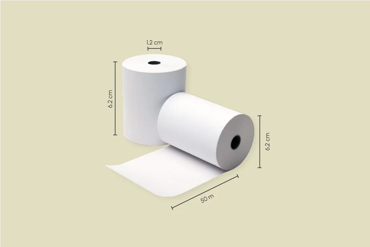 Thermo-Bonrollen, 6,2 cm (Ø Rolle) x 1,2 cm (Ø Kern) x 6,2 cm (Breite) x 50 m (Länge) (50er Karton)